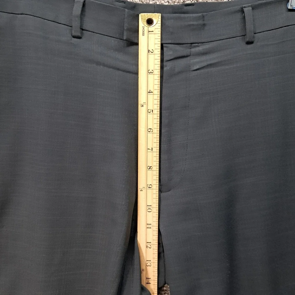 Perry Ellis Mens Charcoal Grey Flat Front Dress Pants 38x32 Polyester Slacks